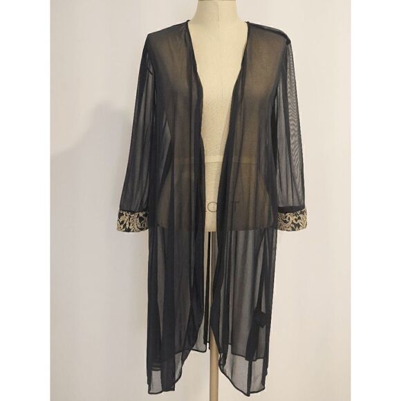 R & M Richards Embroidered Cuff Sheer-sleeve Blue Jacket Size 16W - Picture 1 of 7